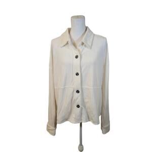 Fred David NWT Womens Button Up Jacket Size XL Cream Preppy Casual Super Soft